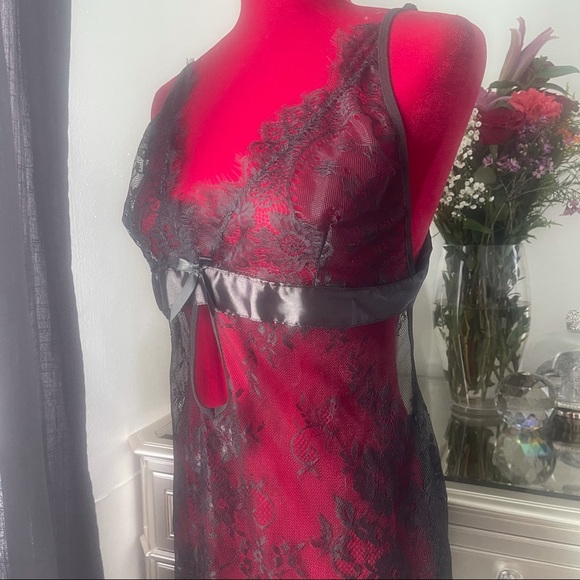 Sz 10/12 Black Lace Eyelash Babydoll & Panty Set - Picture 3 of 10